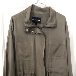 Woman large olive green light jacket
